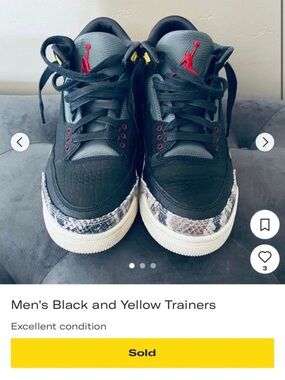 Jordan Men's Black, Red & Yellow Low-Top Sneakers
